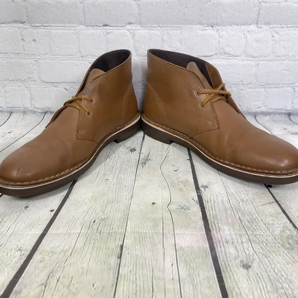 Clarks Bushacre Chukka Boots Women Size 10.5 Brown Lace Tan Leather Preppy Shoes